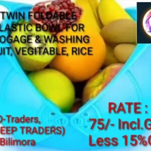 TWIN FOLDABLE PLASTIC BOWLS FOR STORAGE AND WASHING FRUITS VEGITABLES RICE ETC
