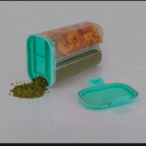 PLASTIC 2 SETCTION AIR TIGHT FOOD GRAINS STORAGE CONTAINERS 2KG.