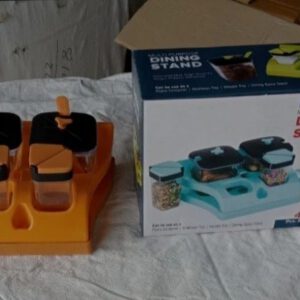 PLASTIC DINNING SPICE STAND/TRAY WITH 4 SET OF JARS AND 2 SPOONS