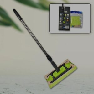 FLAT MICROFIBER WET & DRY FLOOR CLEANING MOP WITH STEEL ROD