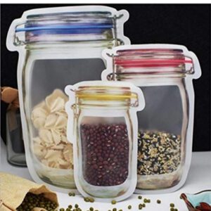 PLASTIC TRANSPARENT JAR SHAPE FOOD STORAGE ZIPPER BAGS 3PCS.